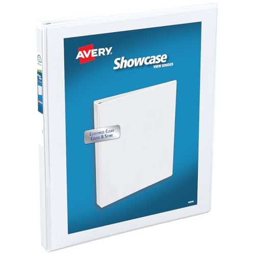 avery economy showcase view 3 ring binder 12 inch slant rings 1 white binder 19551