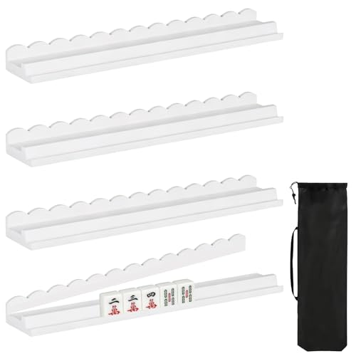 Set de 4 Soportes de Mahjong de Madera Blanca