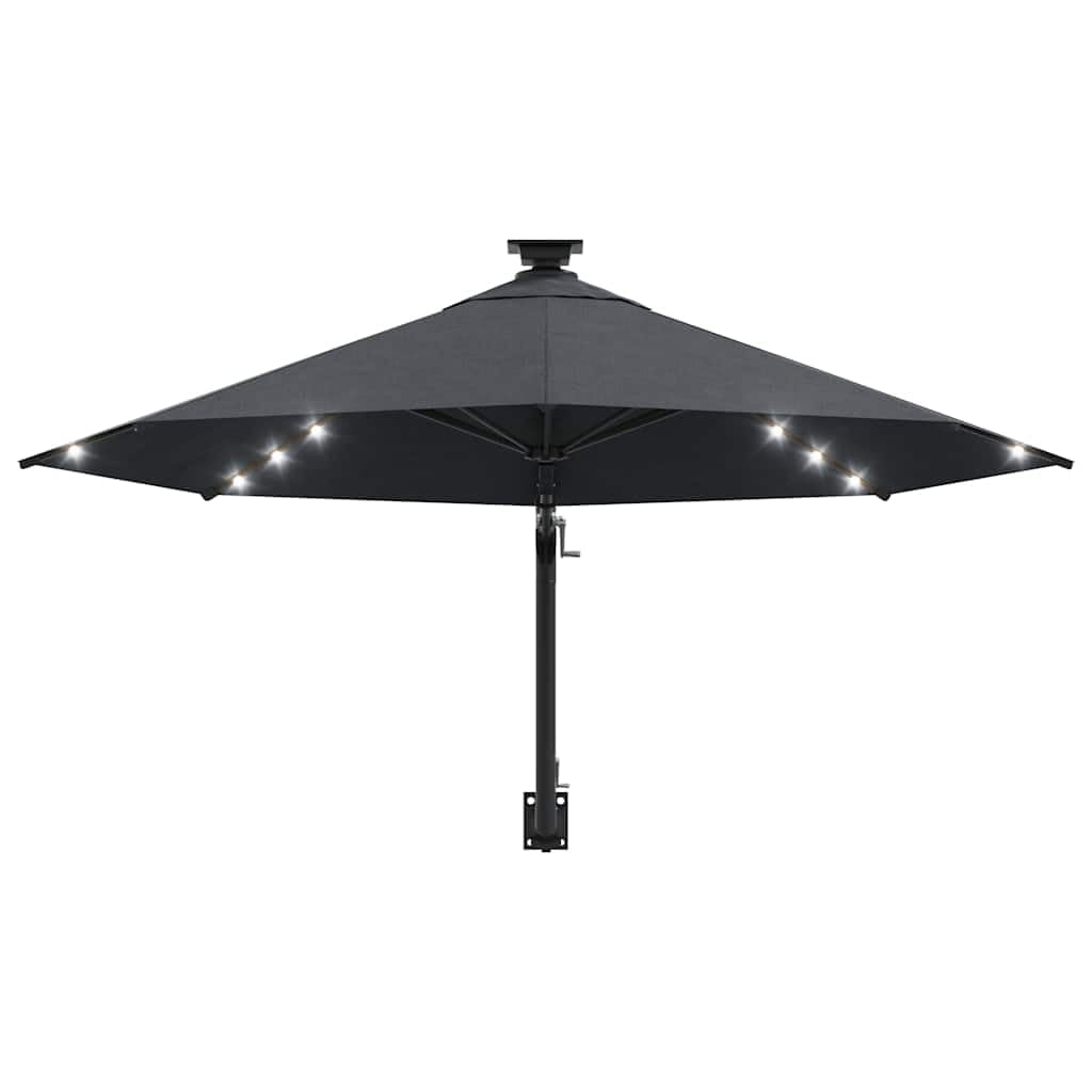 Genérico Sombrilla de jardín de Pared con Luces LED Antracita 300 cm,Casa y jardín,Jardín,Artículos de Exterior,Sombrillas,312524