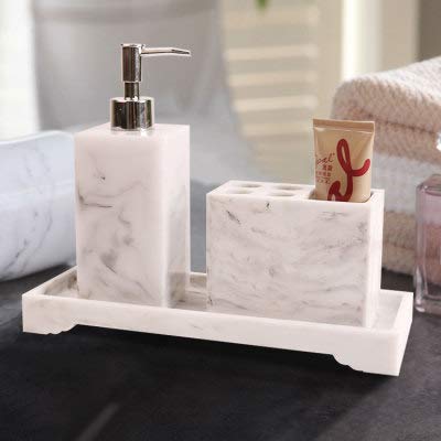 Support de brosse à dents et distributeur de savon effet marbre design