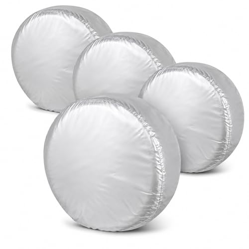 Image of Tire Covers 4 Pack, 30-32 Inch Waterproof Tire Covers for RV Camper Trailer | Protect RV tires from sun damage, cracking, dust, and weather during storage with durable covers featuring secure straps