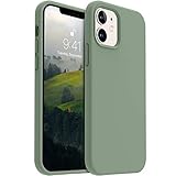 AOTESIER Silky Touch Liquid Silicone iPhone 12/12 Pro Case (6.1 inch) - Anti-Fingerprint, Full-Body Protective Bumper (Calke Green)