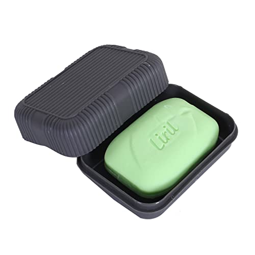 Image of Kuber Industries Saop Holder for Bathroom|Portable Plastic Self Draining Soap Holder|Leakproof Soap Box for Bathroom,Outdoor Camping,Traveling (Gray)