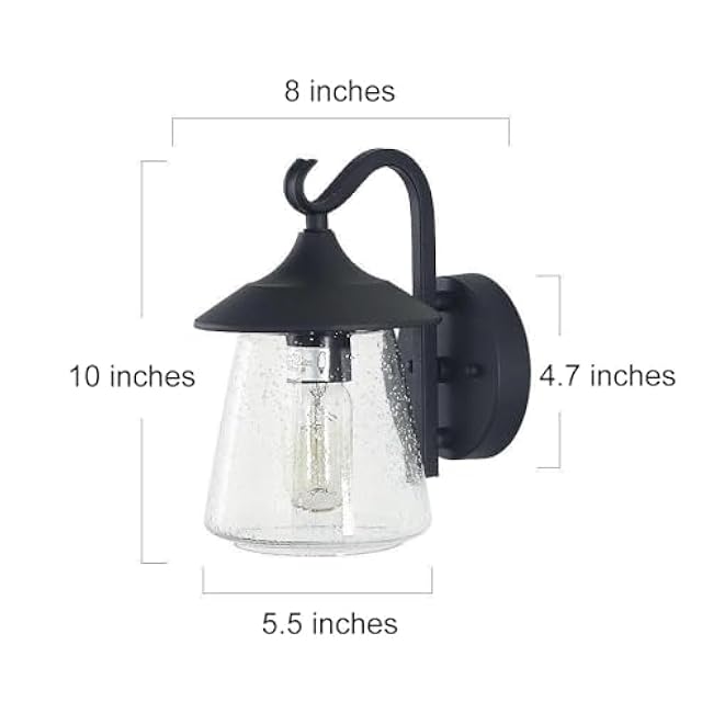 Black Outdoor Wall Lights, Modern Farmhouse Outdoor Light Fixtures Wall Mount with Mushroom Seeded Glass, Waterproof Exterior Outdoor Sconce Lighting Lights for House, Porch, Patio, Entrance, Garage