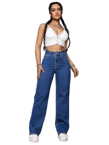 Image of KOTTY Women's High-Waist Button Relaxed Fit Casual Ankle Length Stylish Jeans