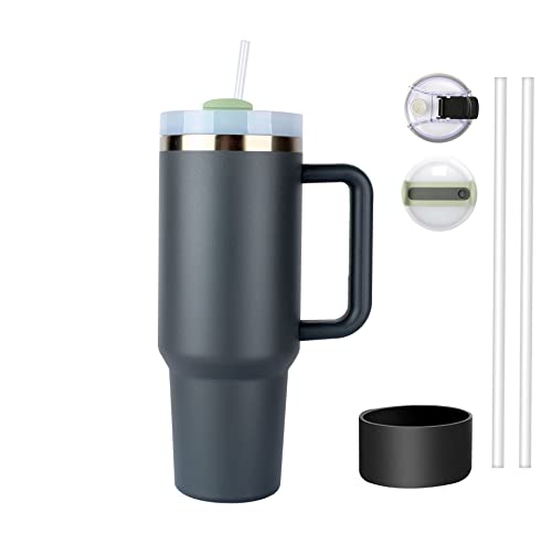 Dreaming My Dream 40Oz Tumbler With Handle, H2.0 Tumbler Reusable Vacuum, Insulated Tumbler With Lid And Straws, Insulated Cup, Leak Resistant Lid (Charcoal Ash) #TOP8