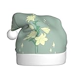 WHJDPP Sombrero de Navidad con estampado de lirios blancos de dibujos animados para celebraciones festivas de adultos, como regalo para hombres y mujeres