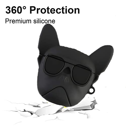 Image of Prolet Cute 3D Bulldog Fashion Character Silicone Cases Compatible with AirPods Pro Case Cover New 3D Design Shockproof Protective Case for Airpod Pro Case[ AIRPOD NOT Included]-Bulldog Black