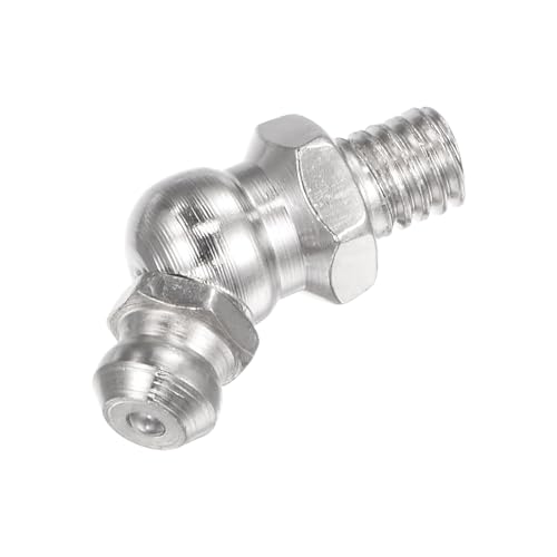Image of uxcell Nickel-Plated Iron 45 Degree Grease Fitting M6 x 1mm Thread Hydraulic Grease Fitting Accessories, 40Pcs