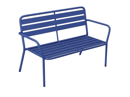 Vente-unique - Banc de Jardin en métal - Bleu Nuit - MIRMANDE de MYLIA