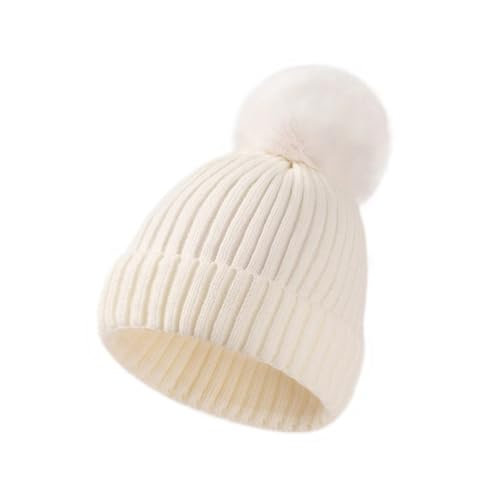 Bonnet tricoté satin chic pour femme avec grand pompon amovible doux