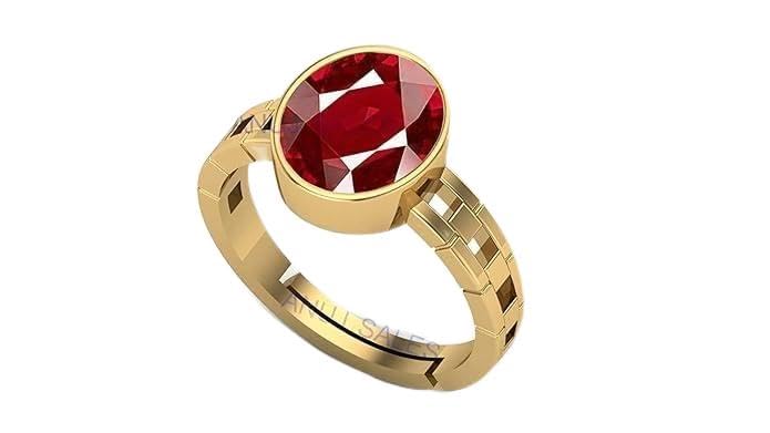 Bague rubis rouge naturel 5.55 carats Panchdhatu astro Rashi Ratan