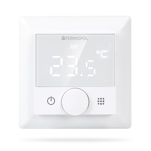 Termofol - Termostato conectado para calefacción por suelo radiante TF-H5 - Termostato conectado eléctrico - Termostato programable con cable - Hoja calefactora termostato - Blanco