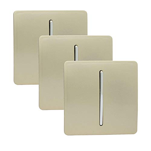 Trendi 1 Gang 2 Way Artistic Modern Glossy 10 Amp Rocker Light Switch Champagne Gold (3 Pack)