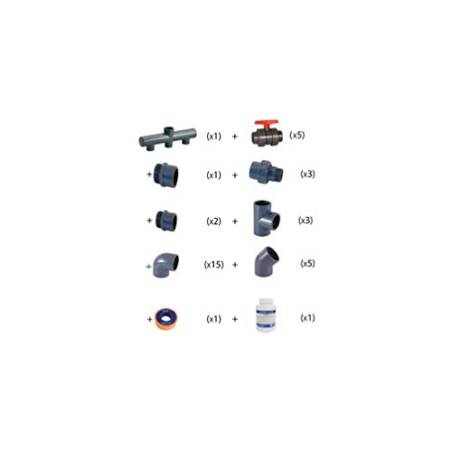 AstralPool - Kit plomberie Ø 50 mm pour local technique de piscine 10 x 5 m jusqu'à 80 m3