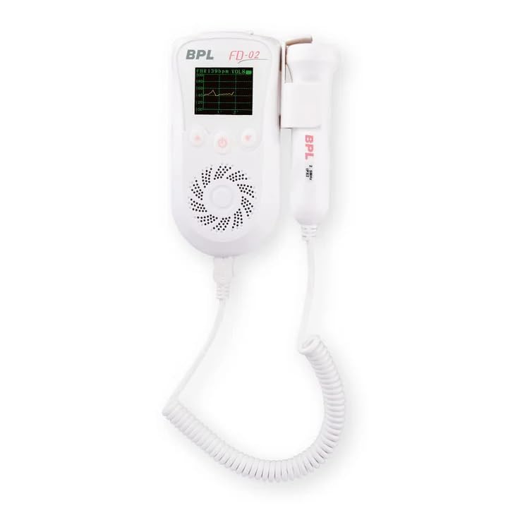 Image of BPL Medical Technologies FD-02 Fetal Doppler Smart Noise Reduction & Heartbeat Detection Machine with in-Built Speaker for Home and Clinic Use - White