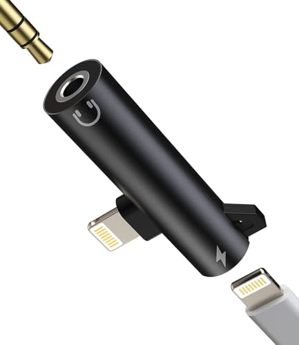 Adaptador Lightning A Jack 3.5 Auxiliar Coche Dongle 2 en 1 Cargador Cascos para Apple iPhone 14 13 12 11 Pro MAX para iPad Mini Auriculares Accesorios Cable Auricular Aux Audifonos Carga Convertidor