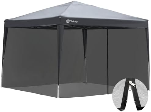 Sekey Moskitonetz für Pavillon 3x3 m (KEIN Pavillon im Lieferumfang) mit einem Reißverschluss-Eingang und Klettbänder, Insektenschutz Mückennetz, Schwarz
