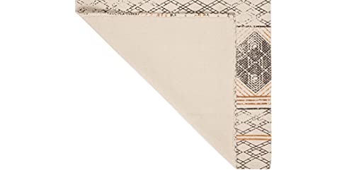 French Connection – Stonewash Rug | Suri Palm Style | Modern Boho Home Décor | Rectangle Accent Area Rug | 100% Cotton | Measures 3' X 5' | Natural/Orange #TOP4