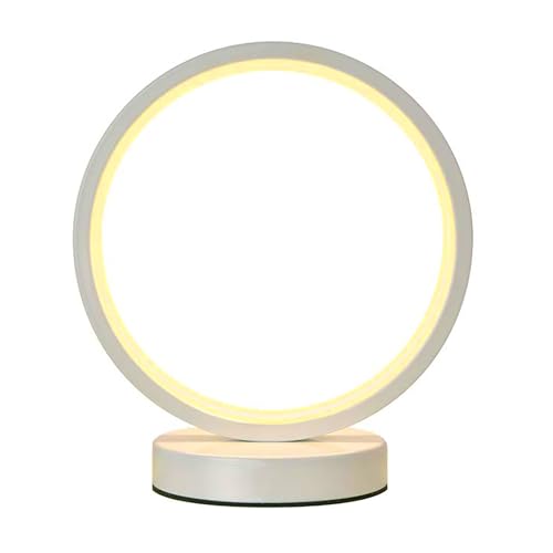Tissting Lampe de Chevet LED 18x20cm Cercle Lampe de Chevet LED avec Cordon d'alimentation USB, Lampe de Support de Lit Moderne pour Salon, Chambre à Coucher...