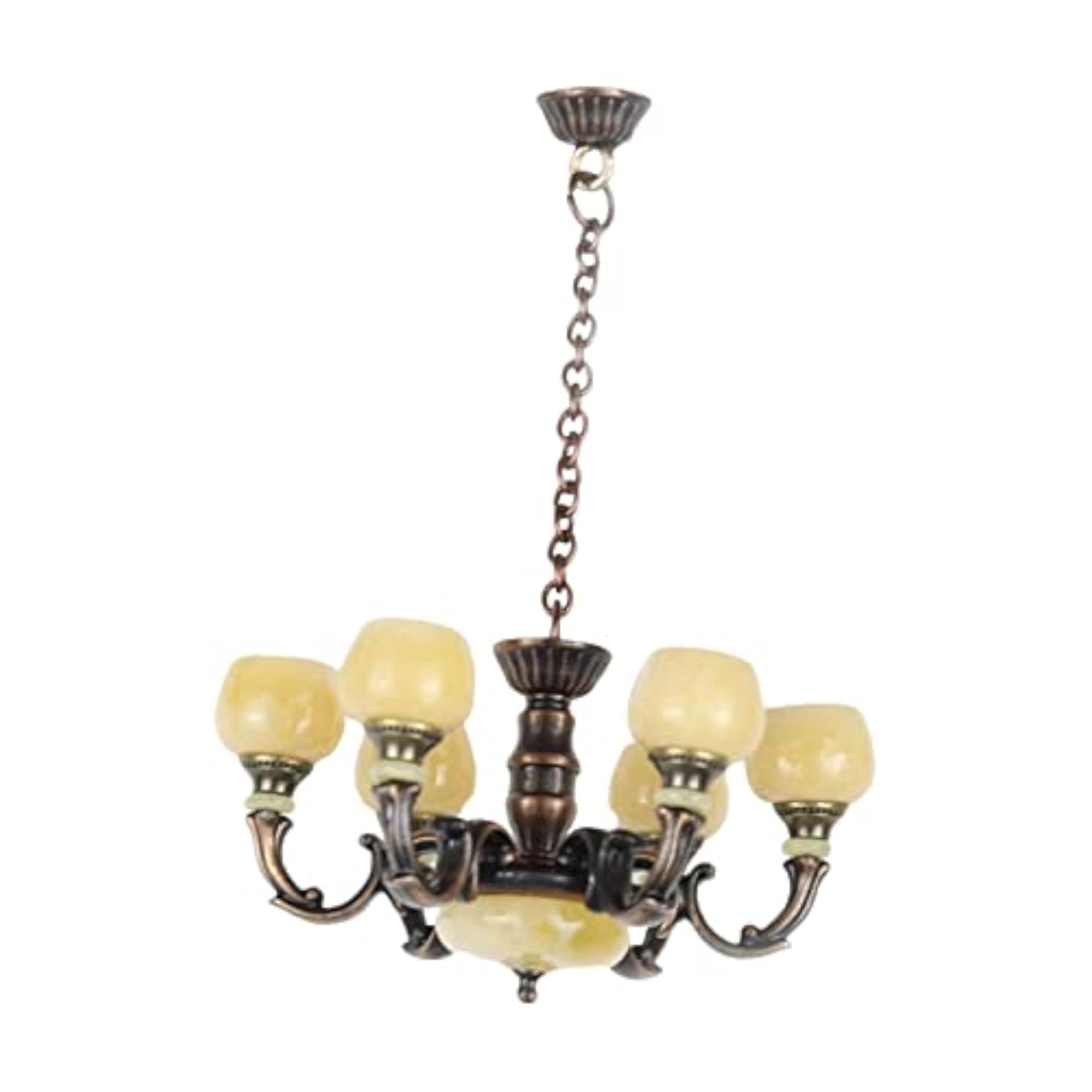 1/12 Scale Miniature Chandelier Hanging Lamp Model, Bronze