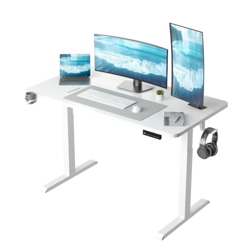 میز ایستاده با قابلیت تنظیم ارتفاع برقی 120x60 سانتی متر حافظه از پیش تنظیم شده میز ایستاده میز ایستاده دفتر خانه تکه کامل رومیزی میز کامپیوتر سفید قاب فلزی