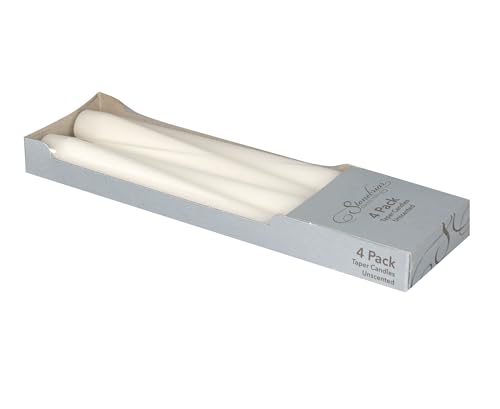 Image of Stonebriar Unscented Taper Candles - 7 Hour Burn Time, Candle Stick Candles for Weddings, Holidays, Home Decor & Special Events, Pack of 4, White, 10 inch