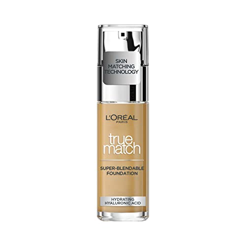 L'Oreal Paris True Match Liquid Foundation, Skincare Infused With Hyaluronic Acid, Spf 17, Available In 40 Shades, 4W Warm Undertone, 30 Ml