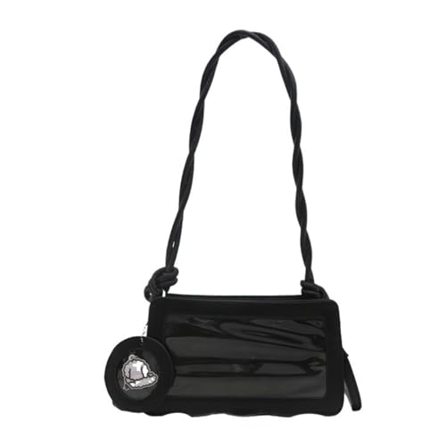 Women small leather bag, fashionable itabag suitable for parties, shoulder bag with badge hanging decoration bag