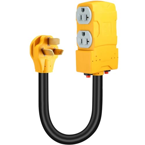 Tellegloww 3 FT 220 to 110 Adapter NEMA 10-50P to 4X 5-20R/15R with 20 Amp Circuit Breaker, 220/250V Electrical Stove/Range/Oven Male Plug Gas 110/125V Power Convert Adapter by Tellegloww - Used condition - US$33.86