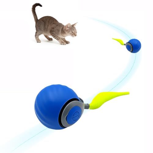 Speedy Ball 2.0 with Tail, Interactive Toys for Bored Indoor Cats Enrichment, Automatic Rolling Ball Kitten Exercise, Turbo Funny Self Play Moving...