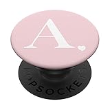 Light Pink White Monogram Letter A Initial Heart Design PopSockets Swappable PopGrip