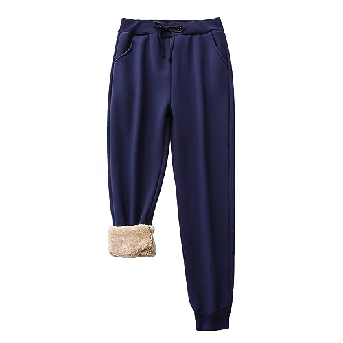 Pantalon de sport d'hiver épais pour femme en polaire marine XL