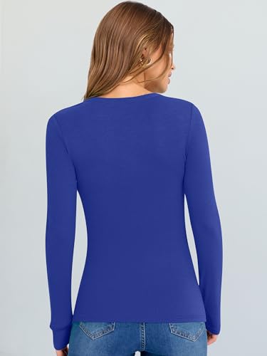 Image of ANRABESS Long Sleeve V Neck Shirts for Women | Soft Comfy Ribbed Knit Fitted Tshirts, Casual Going Out Tops, 2026 Trendy Basic, Fall Winter Underscrub Layering Clothes