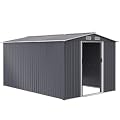 Only choice Outdoor 8 x 12 Ft. Storage Shed Large Metal Tool Sheds, Heavy Duty Storage House with Sliding Doors with Air Vent for Backyard Patio Lawn to Store Bikes, Tools, Lawnmowers Grey