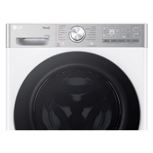 LG AI DD D4R9513TPWC Lavadora Secadora 13/7 kg Serie R9 Clase D Lavadora Secadora 1.400 RPM TurboWash 360 Vapor Steam+ y Antiarrugas, Dosificación Automática, Wi-Fi, Blanco - imagen 7