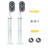 Lumières LED avec 3 aspects : les 2 signaux de train à l'échelle O disposent de lumières LED qui affichent trois aspects différents. La lumière du haut indique le vert, la lumière du milieu montre le jaune, et la lumière inférieure montre rouge, fournissant des signaux clairs pour le contrôle du train.