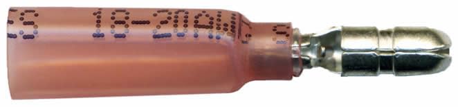 Sherco-Auto Heat Shrink & Crimp Red Male Bullet Connector 22-18 Gauge .180 Tab - 100 Pack - Made in USA