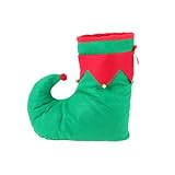 [Lurrose] 1 ペア クリスマスパーティーシューズ ノベルティクリスマスシューズ レディースクリスマススリッパ クリスマスエルフコスチュームアクセサリー クリスマスコスチュームスリッパ ノベル