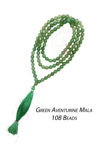 Image of Green Aventurine Natural Crystal Gemstone 8mm 108 Beads Jap Mala for Meditation, Pooja, Chanting, Wearing (8mm, Green Aventurine)