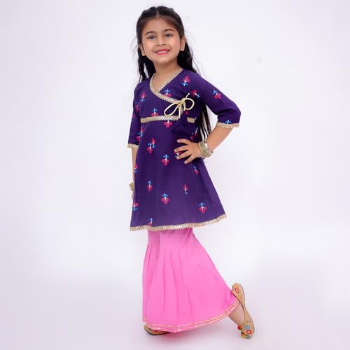 Image of LITTLE GINNIE Girls Kurta Sharara Set | Traditional Ethnic Wear for Kids