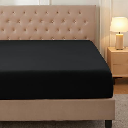 CELESTA Baumwolle Spannbetttuch, 200x200 Schwarz Schwarz 200 x 200 cm