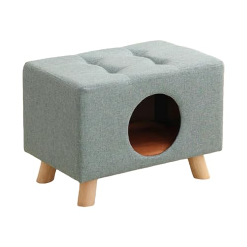 ACMEER ペットスツール クッション付 スツール 猫ハウス 座面クッション 座れる かわいい おしゃれ 小型犬 猫/犬用 おしゃれ ペットベッド シンプルな猫のアパートの家具 飼い主の腰掛けはペッ (L(47.5*30*30cm)1,グレーブルー)