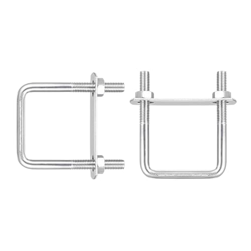 Image of DTGN M8x50x80mm(ThreadxWxL) Square U Bolt - 2Pack - Good for Trailer Pipe Replacement Parts - 304 Stainless Steel U Shape Bolts