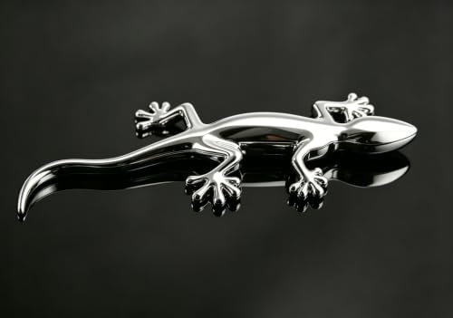 Image of 2PCS 3D Gecko Emblem Car Sticker Metal Chrome Silver Spider Badges Sticker for Universal Car Vehicle, Truck, Motorcycle, RV, Scooter, SUV, Door, Window for Headphone Decorations (Silver Gecko)