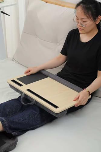 Image of Tarkan Lap Desk with Dual Cushion, Mobile Stand, Mouse Pad & Wrist Rest for Upto 15.6 Inch Laptop for Home, Office (Maple Wood)