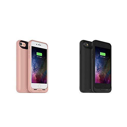 mophie Juice Pack Wireless - Charge Force Wireless Power - Wireless Charging Protective Battery Pack Case, Rose Gold & mophie Juice Pack Wireless - Charge Force Wireless Power  Black