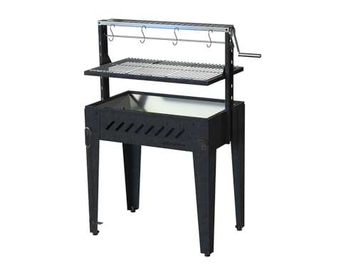 Churrasqueira Metávila Santa Maria Grill SMG760 – Grelhas Inox 304, Ajuste de Altura, Capacidade Até 10 kg, Craquelado Preto