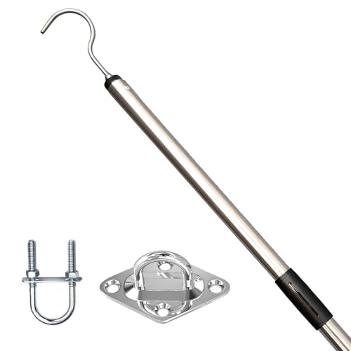 Bytcew Attic Pull Down Hook System Kit Heavy Duty Ladder Door Stairs Puller Rod Pole Replacement for Ropes Cord String with 2 Handles