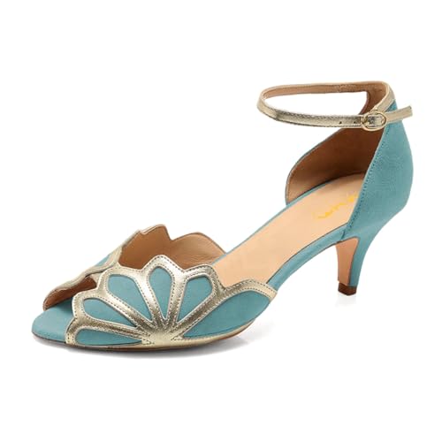 XYD Women Dance Ballroom Latin Jazz Sandals Kitten Heels Peep Toe Ankle Strap Butterfly Bridal Evening Fancy Pumps Shoes